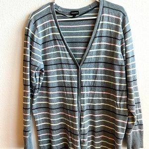 Torrid size 2 grey striped sweater/cardigan